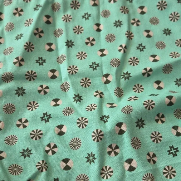 FINAL SALE EUC Hnadmade Medium Pull-string Project Bag Box Bottom Mint Print - Picture 2 of 5